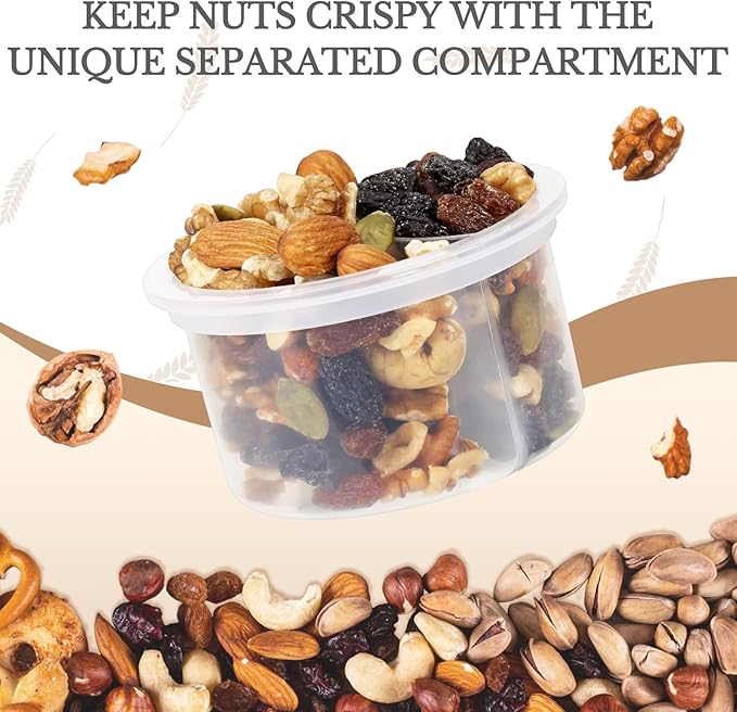 SOLIGT 4 Pack Overnight Oats Containers with Lids, Folding Spoons and Divided Compartments for Fruit & Nuts, Small Glass 16oz Mason Jars for Oatmeal Yogurt Parfait