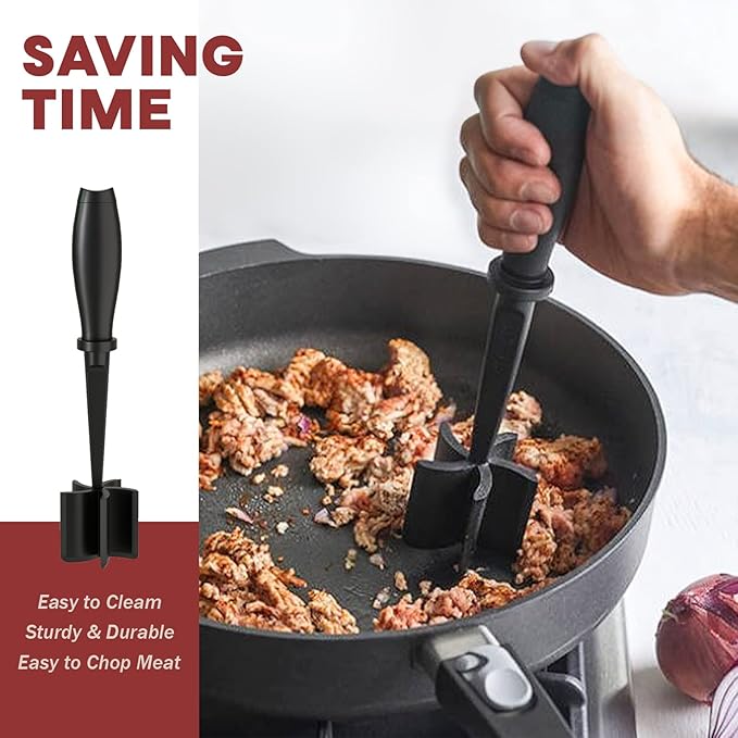 2 Pcs Meat Chopper, Upgrade Hamburger Smasher, Premium Heat Resistant Meat Masher for Ground Beef, Ground Turkey and More, Non Stick Mix Grinder