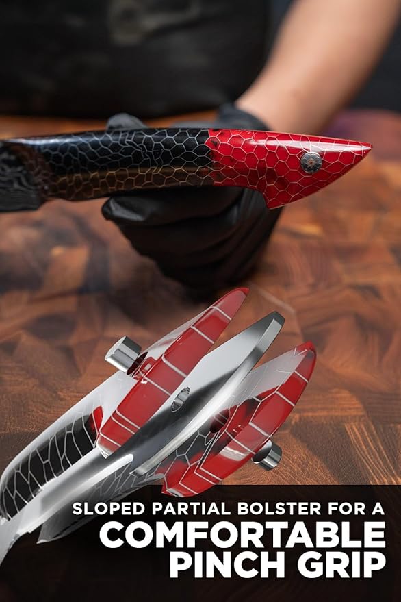 Dalstrong Slicing Knife - 11”- Scorpion Series Meat Slicing Knife Professional- Exclusive Japanese V12 Ultra™ Steel - Black Damascus - Black & Red Honeycomb Resin Handle- Brisket Slicer with Sheath