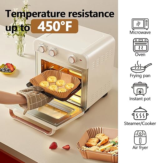 400 Pack 7.5 Inch Air Fryer Liners, Parchment Paper Sheets for Air Fryer Basket, Non-Stick, Disposable, Unbleached, Heat Resistant, Fits 3-6 QT Air Fryers. (Bottom size: 6in)