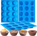 3 PCS Peanut Butter Cup Molds, 12 Cavity Non-stick Silicone Chocolate Candy Molds for Fat Bombs