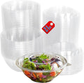 Mr Miracle Clear 24 Ounce Plastic Salad Bowls with Snap-On Lids. 50 Pack. Airtight Disposable Salad Containers for Lunch, Meal Prep, Parties. Ideal as Disposable Salad Bowls with Lids