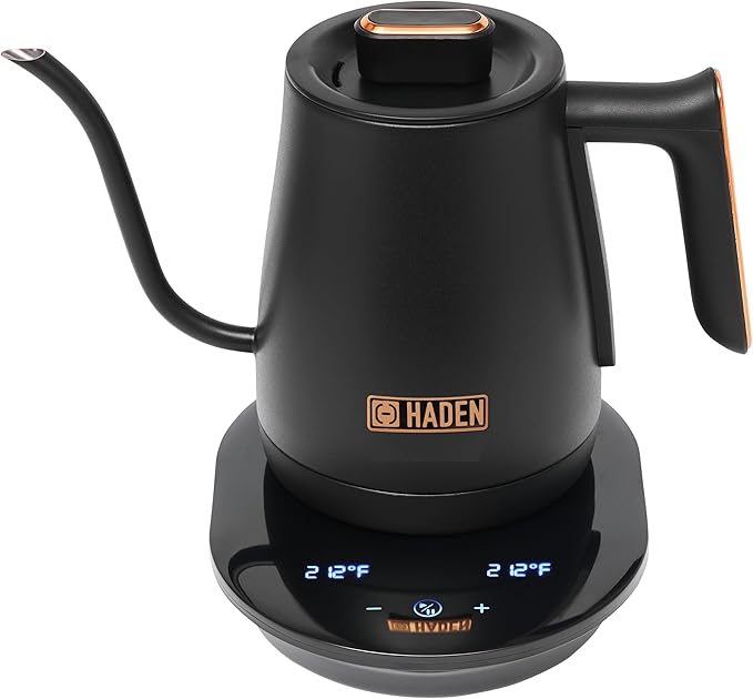 Haden Electric Tea Kettle, Gooseneck Hot Water Boiler, 0.6L Teapot, Black/Copper