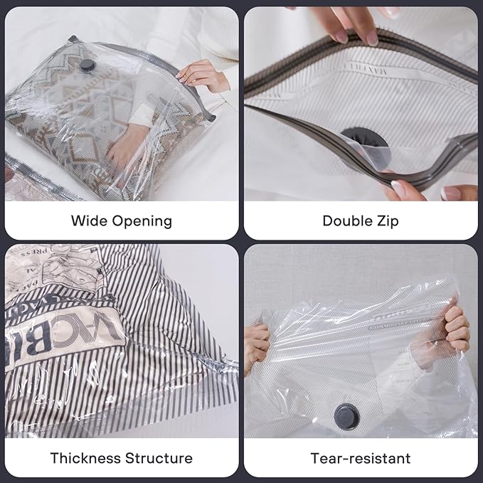 12-Pack Travel Vacuum Storage Bags, Lightweight Space Saver Bags for Luggage (Pump Not Included)