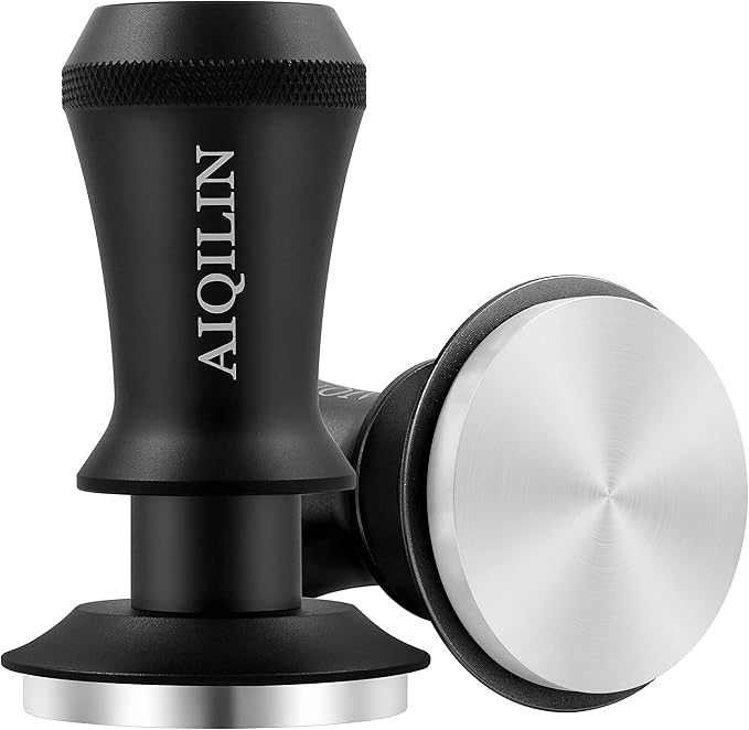 Espresso Tamper, Constant 30lb Coffee Tamper with double Calibrated Spring Loaded, Stainless Steel double spring loaded Coffee Tamper Fits for All Portafilters- Flat Base (53mm, BLACK)