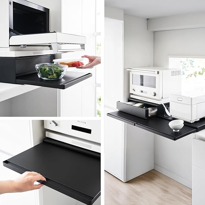 Yamazaki Home Tower Kitchen Countertop Organizer Appliance Stand With Drawer And Pull-Out Shelf - Steel