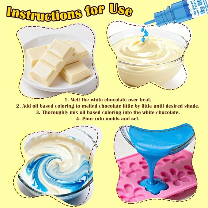 Oil Based Food Coloring for Chocolate - 16 Colors Concentrated Oil Food Dye, Food Grade Dye Set for Melting Chocolate, Candy Melts, Icing Frosting, Fondant, Christmas Cake Decorating, Baking, Cookies - 0.35 Fl.Oz/Bottles