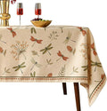 ISAENNE Designer Floral Linen Long Tablecloth Rectangle,French Off White Elegant Table Cloth,Washable Home Decor Tablecloths for Dining Thanksgiving Kitchen Christmas Party,63"*102"-Grace B