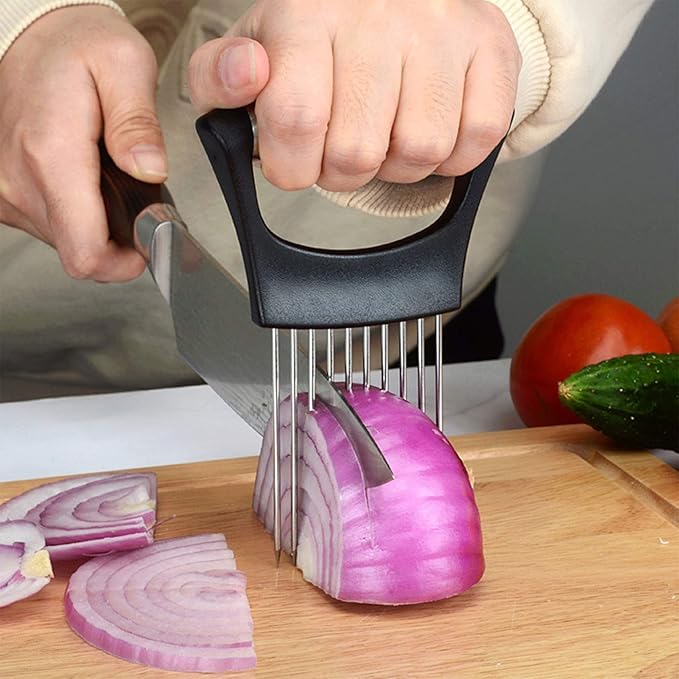 2Pack Onion Slicer Meat Slicer, Food Slice Assistant Onion Holder Slicer, Kitchen Gadgets - Stainless Steel Vegetable Holder Cutting Kitchen Gadget Tomato Peeler