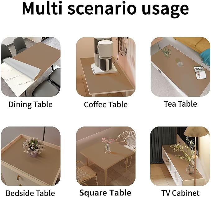 Leather Table Cover,1.8mm Thick,36x72 Inch Table Protector,Table Protector for Dining Room Table,Dining Room Table Protector Pad.(Khaki+Silvery,36x72)