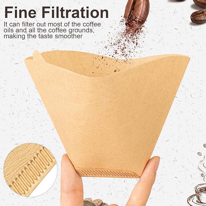 100Pcs Coffee Filters #4, Unbleached Natural Coffee Filters 8-12 Cup, Disposable Coffee Filters, 4 Cone Paper Compatible with Ninja Coffee Maker, Pour Over and Drip Coffee Maker