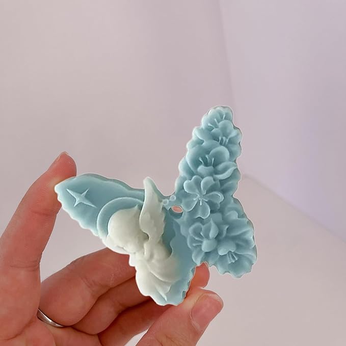 3D Butterfly Angle and Flower Candle Mold, Butterfly with Fairy Silicone Mold, Animal Resin Mold for Soap Soy Wax Epoxy DIY Handcraft Home Ornaments Car Air Freshener Decoration