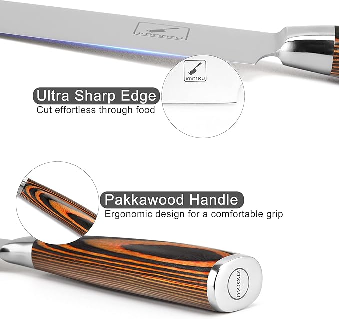imarku Chef Knife - Pro Kitchen Knife 8 Inch Chef's Knives Japanese SUS440A Stainless Steel Sharp Paring Knife with Ergonomic Handle, Orange Handle, Christmas and Thanksgiving Gifts for Men and Women