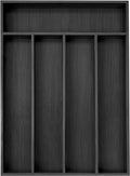 Bamboo Silverware Holder - Drawer Organizer with 5 Slots (Black)