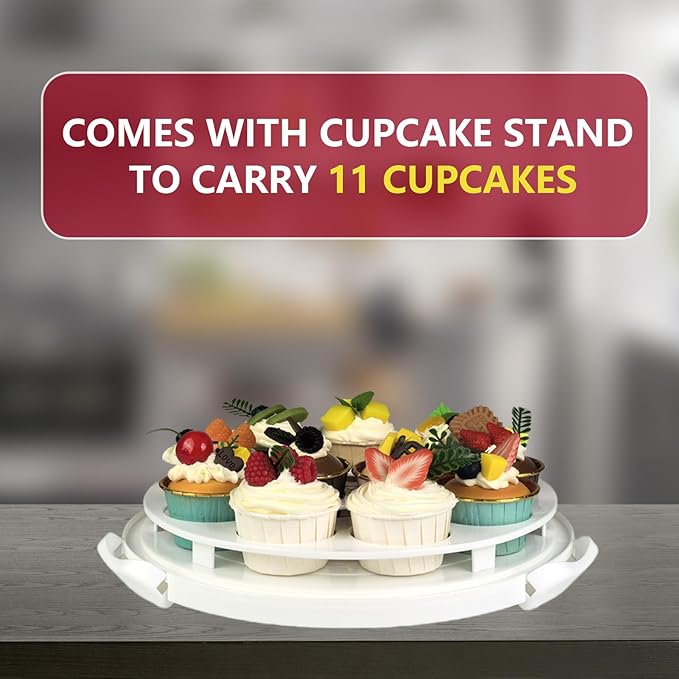 TMRIOPELP Tall Cake Carrier with Lid and Handle Insulated Cake Container Cake Transport Carrier Ideal for Pies Cupcakes and Pastries Perfect for Safe and Secure Cake Delivery (Red, 12 inch)