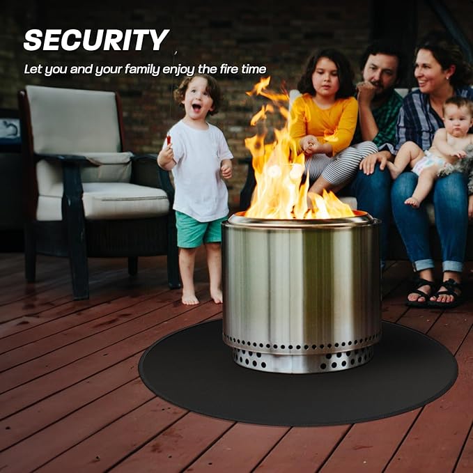 39" Fire Pit Mat for Solo Stove Bonfire, Round Fireproof Under Grill Mats for Outdoor Grill, Portable Camping Stove Mat for Solo Stove Accessories