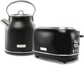 Haden Heritage 2 Slice Wide Slot Stainless Steel Toaster Bundled with 1.7 Liter Stainless Steel Electric Water Kettle, Black & Chrome
