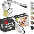 Premium Garlic Press, Professional Garlic Mincer, Easy to Squeeze and Clean, Rust Proof & Dishwasher Safe, Efficient Ginger Crusher - Sliver