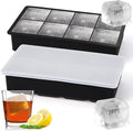 Ice Cube Trays Silicone,2 Pack Ice Cube Molds with Removable Lids,Stackable Ice Trays for Freezer,Ice Maker Reusable and BPA Free for Whiskey, Cocktail, Chilled Drink (8 Big Square Ice Cubes)