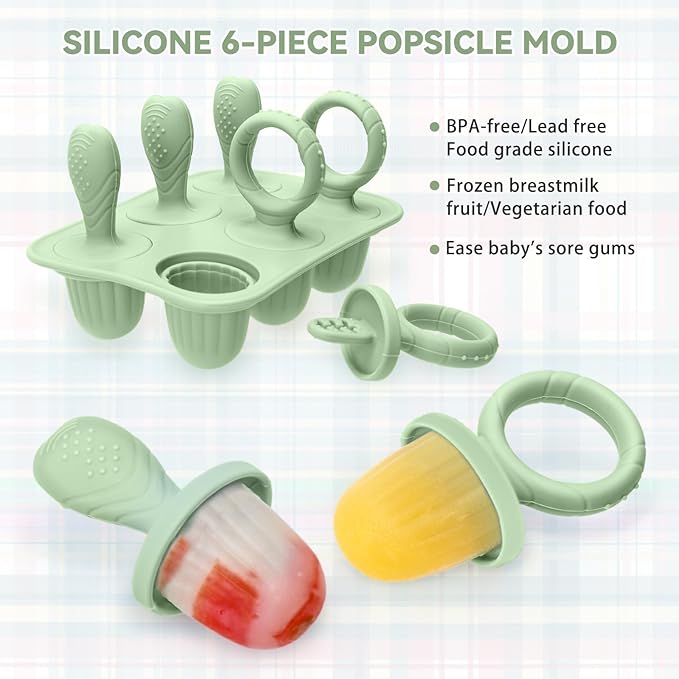 Silicone Toddlers Popsicle Molds with Sticks, Mini Popsicles Molds for Baby Breastmilk Popsicle Molds for Teething Relief, Frozen Treats Maker Popsicle Maker Ice Pop Mold for Babies Kids