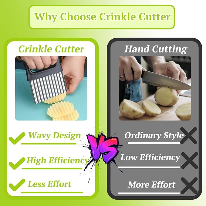 Suuker Crinkle Cutter, 2 In 1 Potato Slicer Wavy Chopper with Vegetable Peeler, Stainless Steel Wavy Slicer Crinkle Cutting Chopping Tools for Potatoes Carrot Chips and Fruits, Vegetables, Onions