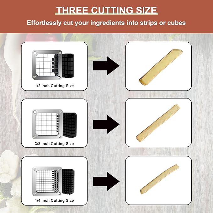 Replacement Chopper 3/8‘’ Blade,Commercial Vegetable Chopper Dicer Stainless Steel Blade and Pusher Block for Fruit Cutting Machine Tomato onion French Fries Cutter