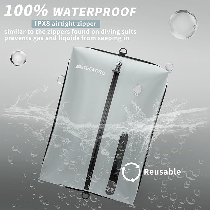 Vacuum Bag for Travel, Professional IPX8 Waterproof Reusable Vacuum Compression Bags for Travel Suitcases, Durable Space Saver Bag(2 Large,No Pump)