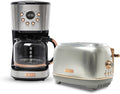 HADEN Heritage 12 Cup Programmable Retro Coffee Maker Machine Bundled with 2 Slice Wide Slot Toaster with Removable Crumb Tray, Steel/Copper