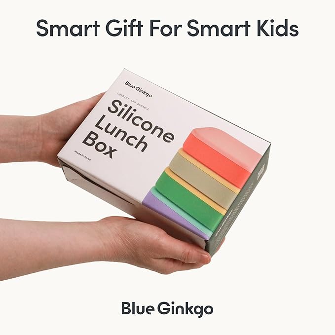 BLUE GINKGO Silicone Lunch Box Set – Durable Heavy-Duty Silicone Bento Box, Microwave, Freezer, Dishwasher Safe – Airtight, BPA Free (Made in Korea, Coral)