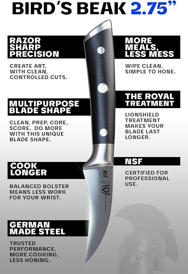 Dalstrong Tourne Peeling Paring Knife - 2.75 inch - Gladiator Series Elite - Forged German High-Carbon Steel - G10 Handle - Kitchen Knife - Sheath Included - NSF Certified