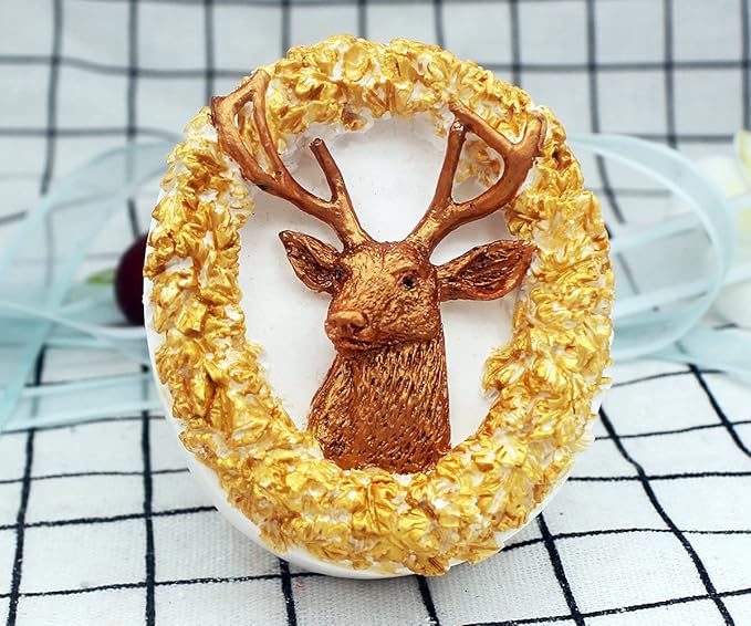 Deer Silicone Animal Soap Mold - Round Shape for Candle and Cake Decoration