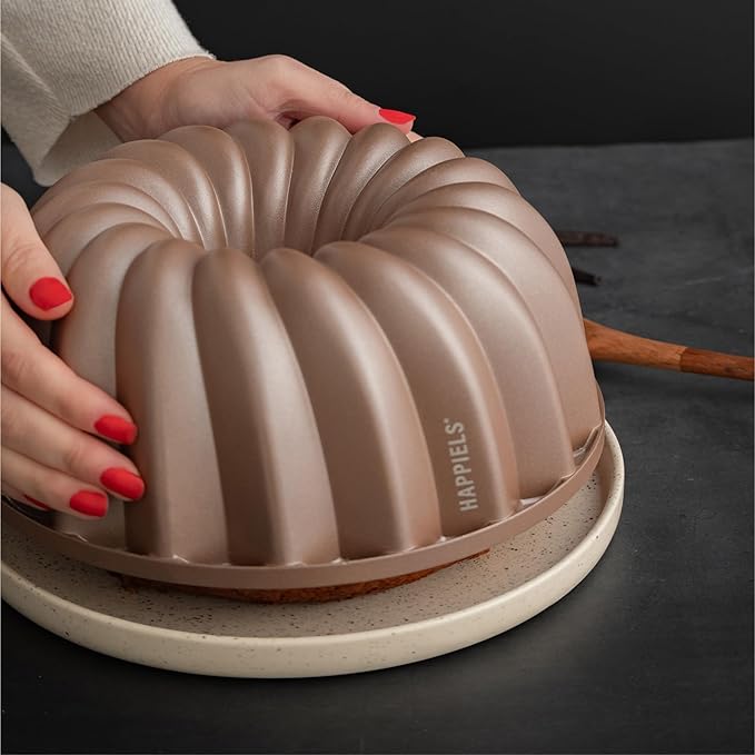 HAPPIELS 10 Cup Fluted Tube Cake Pan Nonstick, PFOA Free Fluted Cake Pan for Baking, Pound Cake Mold for Oven, Cake Molds And Cake Pans, Tube Mold, Pound Tin (Classic)