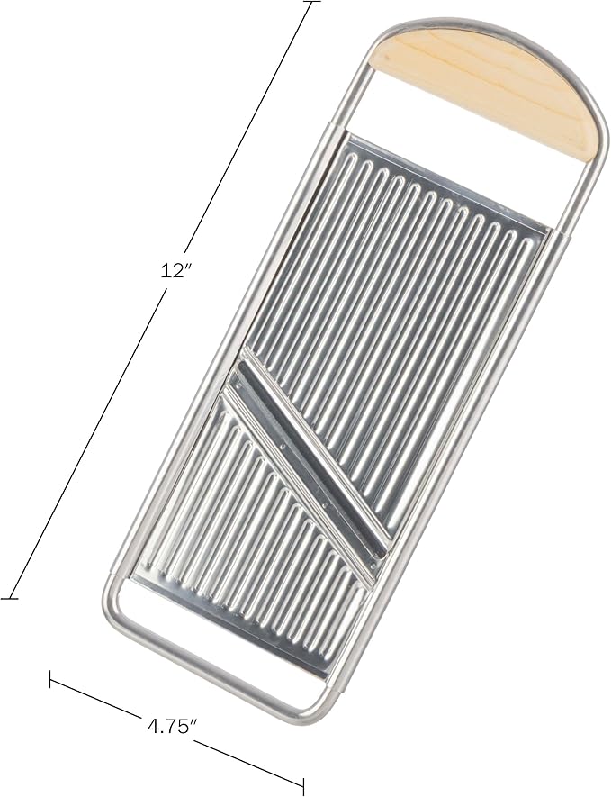 Handheld Mandoline Slicer for Kitchen - Stainless Steel Flat Mandolin with Cherrywood Handle - Julienne Cutter for Vegetable and Fruits - Italian Made Kitchen Gadgets by Kings County Tools