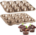 Cupcake Pan Nonstick 2 Pack (Gold, Standard 12 cup)