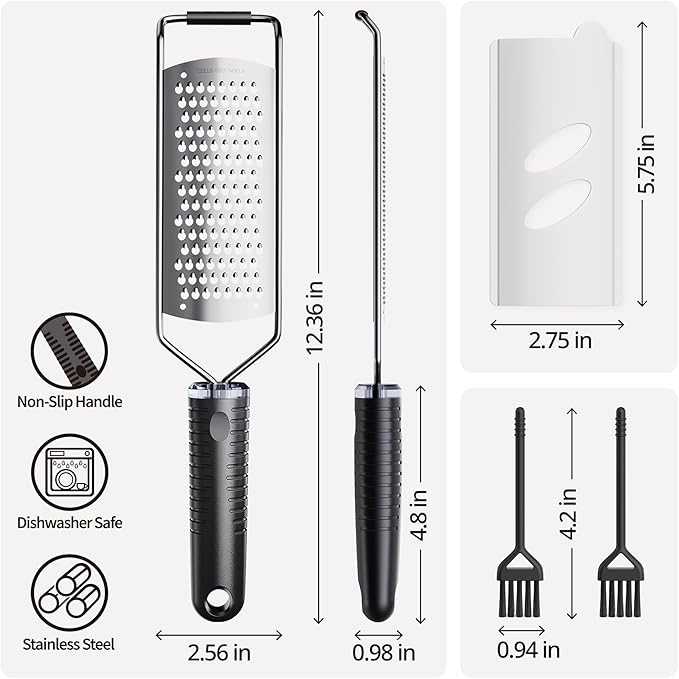 Cheese Grater with Non-Slip Handle,L12" X W2.5",Coarse Grater