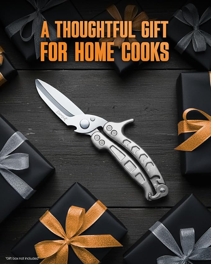 Poultry Shears Heavy Duty Professional, Kitchen Shears for Food, Kitchen Scissors Heavy Duty, Food & Meat Scissors, Dishwasher Safe Chicken Cutters. Spring Loaded, Silver
