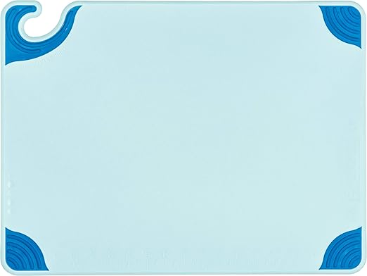 San Jamar Saf-T-Grip Plastic Cutting Board with Safety Hook, 15" x 20" x 0.5", Blue
