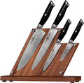 Klaus Meyer 5 Piece Damascus Knife Block Set, 67-Layer High Carbon Damascus Steel, Ultra-Sharp Kitchen Knife Set with Magnetic Wooden Block