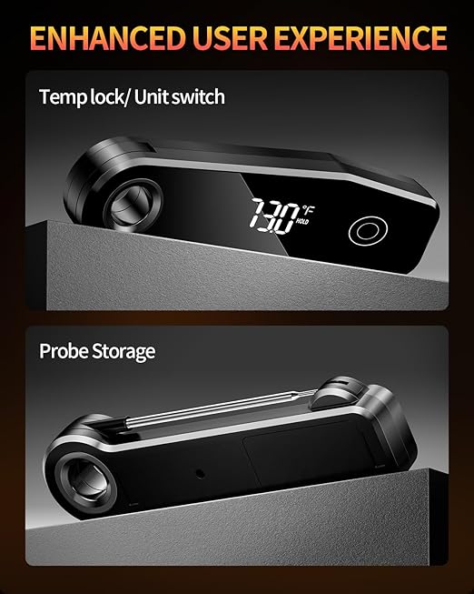 2025 Upgrade Meat Thermometer Digital for Cooking, 0.5s Instant Read Food Thermometer, ±0.5 ℉ Accuracy Kitchen Thermometer, Large LED Display, IP67 Waterproof for Grill, BBQ, Oven, Brewing, Baking