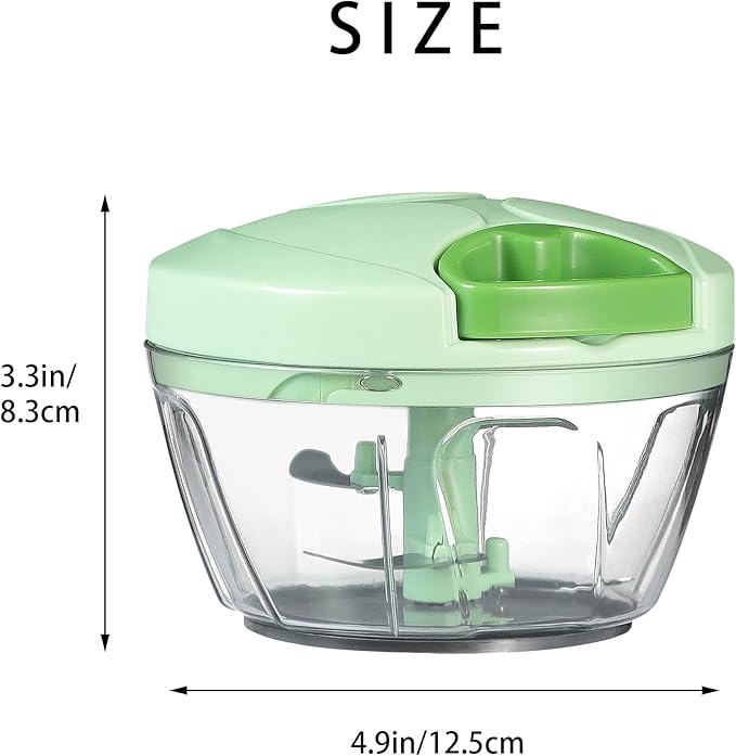 Ourokhome Manual Food Processor Vegetable Chopper, Portable Hand Pull String Garlic Mincer Onion Cutter for Veggies, Ginger, Fruits, Nuts, Herbs, etc., 500ml, Green