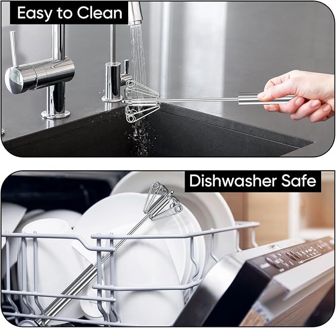 Newness Whizzy Whisk, Stainless Steel Semi Automatic Whisk Blender for Home -Versatile Tool for Egg Beater, Milk Frother, Hand Push Wisk - Kitchen Utensil for Blending, Whisking, Beating & Stirring