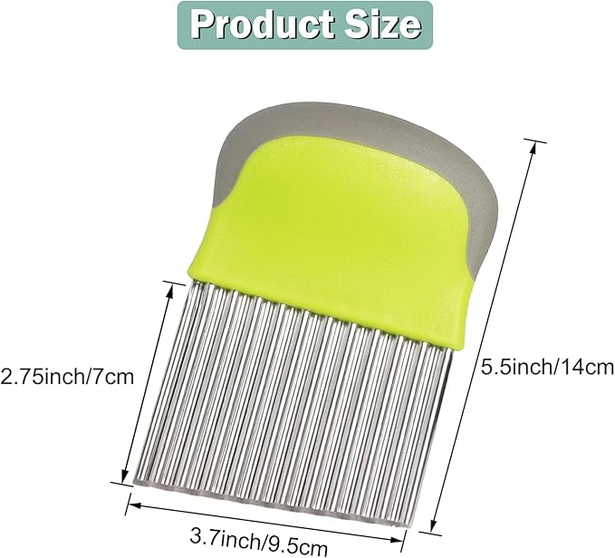FANTEXY Crinkle Cutter for Veggies Potato Cutter for Fries, Stainless Steel Blade, Potato Slicer French Fry Crinkle Cutter, Crinkle Chopper Wavy Cutting Tool for Potatoes Carrots Cucumbers