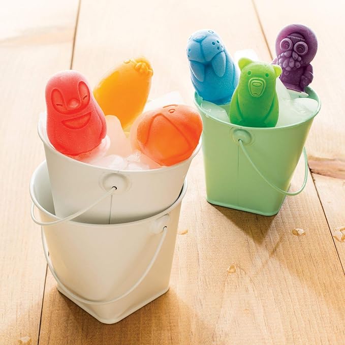 Zoku Polar Pop Molds, 5 Different Explorer Friends and Polar Explorer-Shaped Popsicle Molds in One Tray, Easy-Release, BPA-Free
