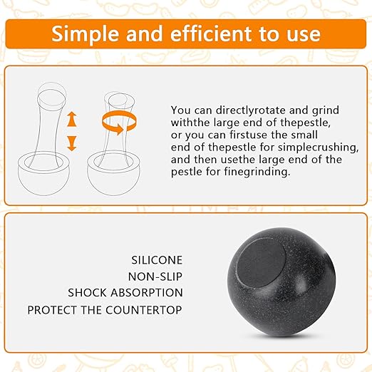 Tianman Small Mortar and Pestle Set 3.2 Inch.1/3 Cup.Mini Marble Grinder with Brush for Pills Herbs Spices,Easy to Grip.Efficient Grinding.Universal Dual Head Grinding Pestle.(Granite Black Polished)