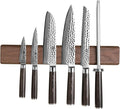 XINZUO Walnut Wood Knife Magnetic Strips 16 Inch, Double Row Round Magnets Magnetic Knife Holder for Wall -Magnetic Knife Bar- Works With Kinds of Kitchen Tools -Space Saver Knife Rack