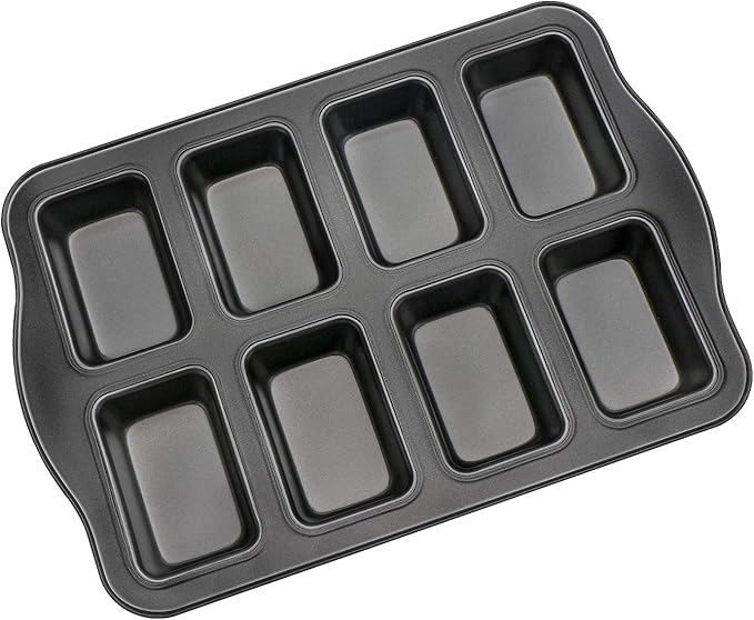 Beasea Mini Loaf Pan 8 Cavity, Nonstick Bakeware Square Bread Pan, Carbon Steel Mini Loaf Bread Pan Cake Pans for Baking Oven
