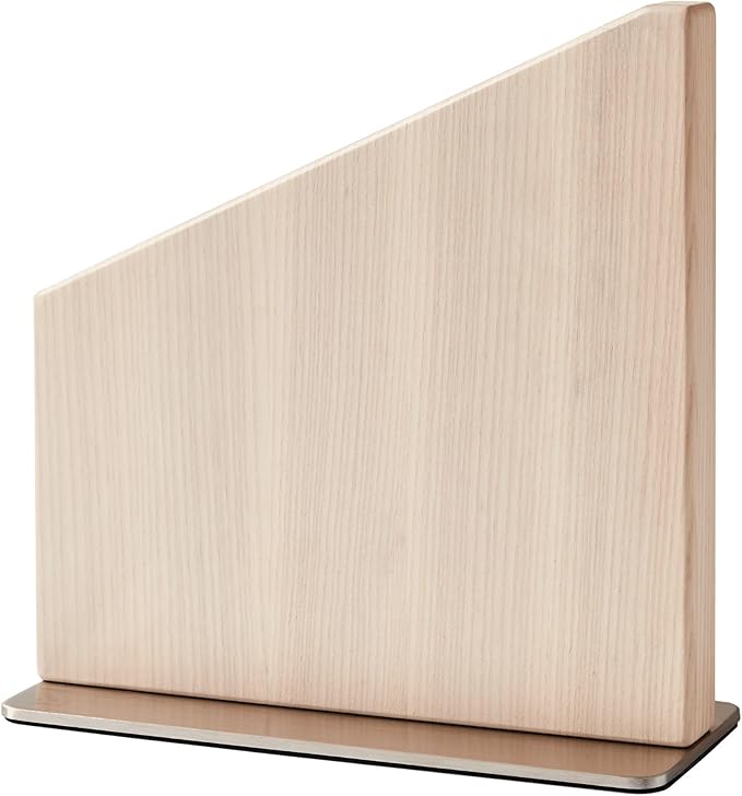 Material Knife Stand, Magnetic Wood Modern Knife Block for Safe Storage and Display of Knife Sets, Large Capacity for 10 knives, White Ash