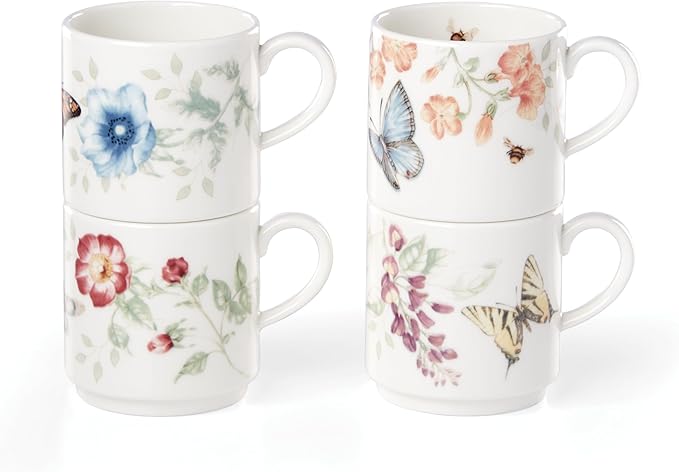 Lenox 890451 Butterfly Meadow 4-Piece Stacking Mug Set