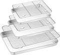 TeamFar Baking Sheet with Rack Set (3 Pans + 3 Racks), 17.6/12.5/10.5 Inch Stainless Steel Cookie Sheet Baking Pans Tray and Cooling Racks for Cooking Roasting, Non-Toxic & Heavy Duty, Dishwasher Safe