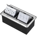 KYHSHJ Dual Pop-Up Floor Electrical Outlet Box Kit，20 Amp Stainless Steel GFCI TR Receptacle Outlet，3-Port RJ45 Datacom Receptacle，Silver